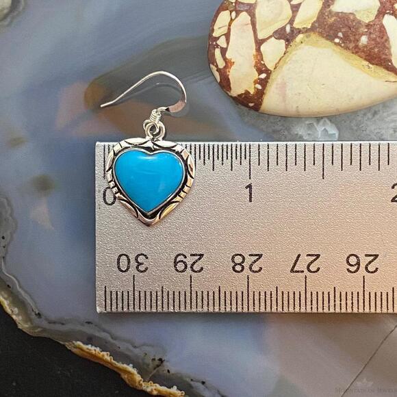 Chaco Canyon Zuni Campitos Turquoise Dangle Heart Earrings | HSN Native American Sterling Kingman Turquoise Heart Dangle Earrings For Women
